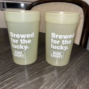 Vintage Coors Light Branded Plastic Cup 12 Oz Stay Lucky St Patrick's Day‎ Set 2